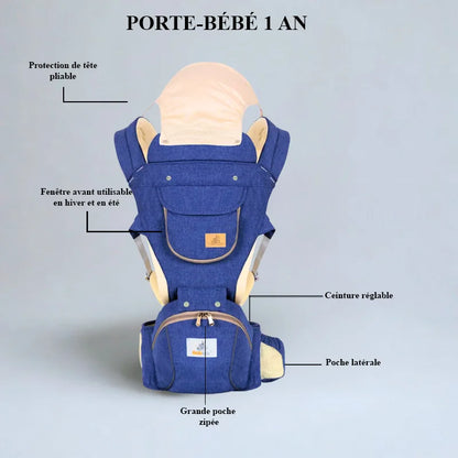Porte-bébé 1 an 3 en 1– siège avant amovible et réglable