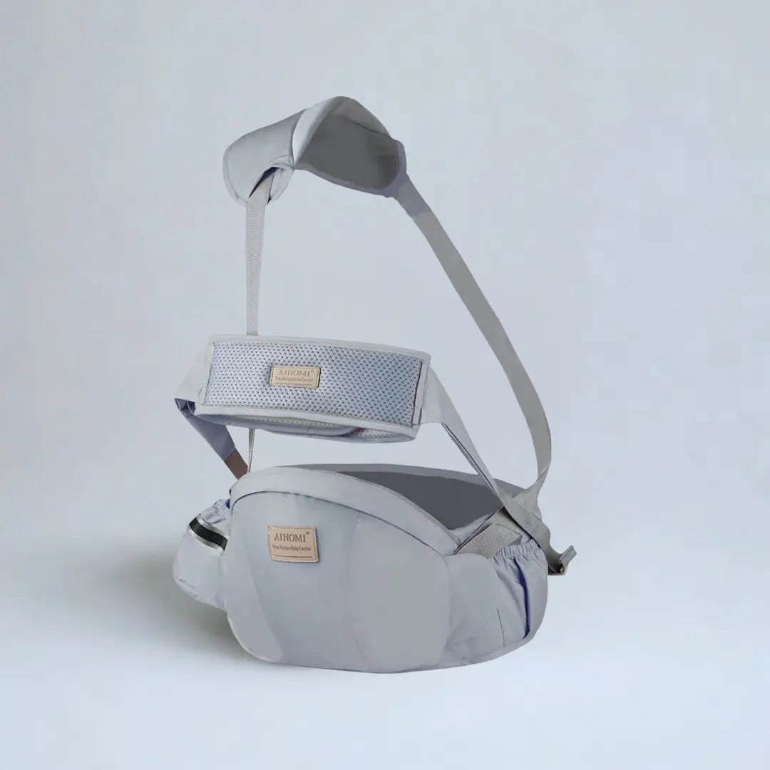Porte-bébé avec siège de hanche – ceinture réglable, sangle de ventilation