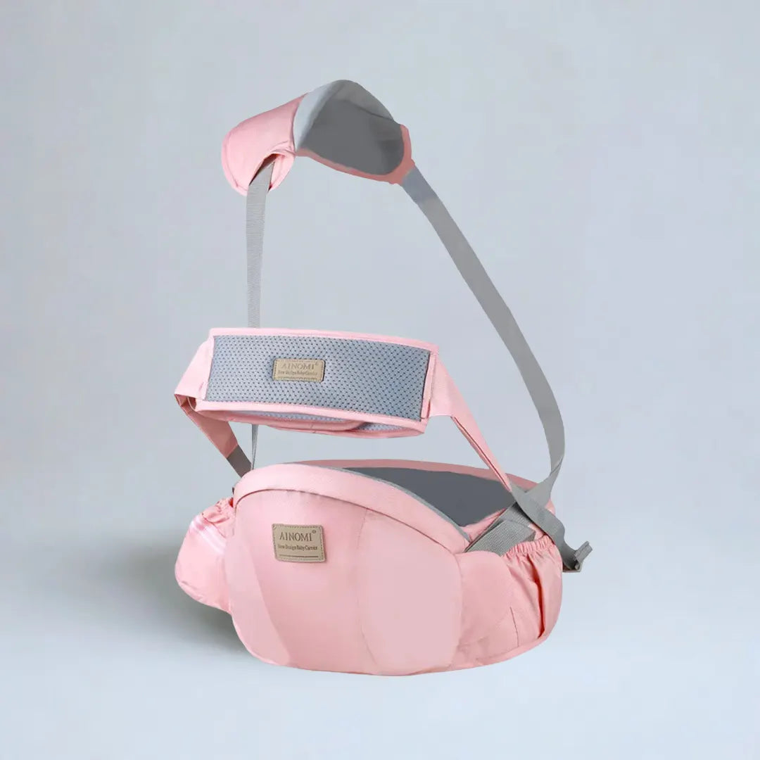 Porte-bébé avec siège de hanche – ceinture réglable, sangle de ventilation