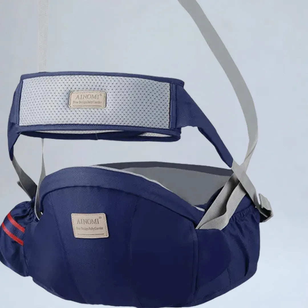 Porte-bébé avec siège de hanche – ceinture réglable, sangle de ventilation