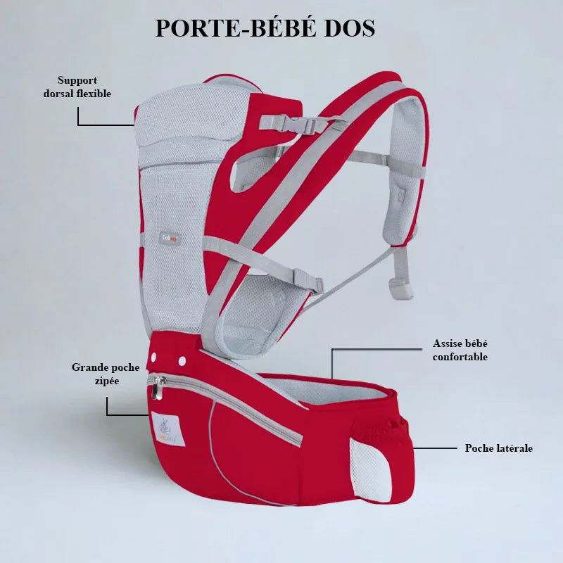 Porte-Bébé Hipseat Ergonomique Mesh Multipoches