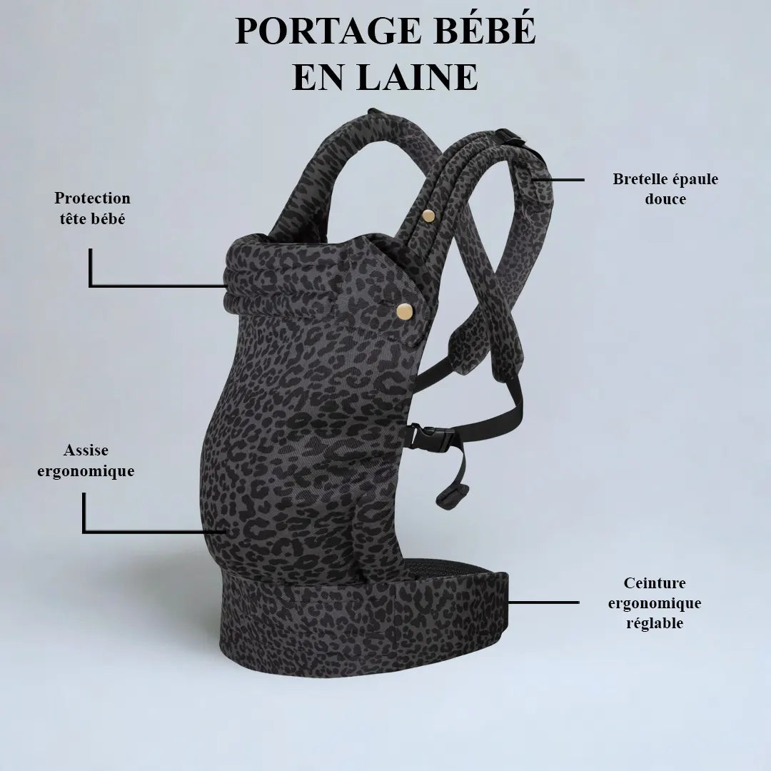 Porte-bébé physiologique en laine d’agneau – ergonomique et confortable